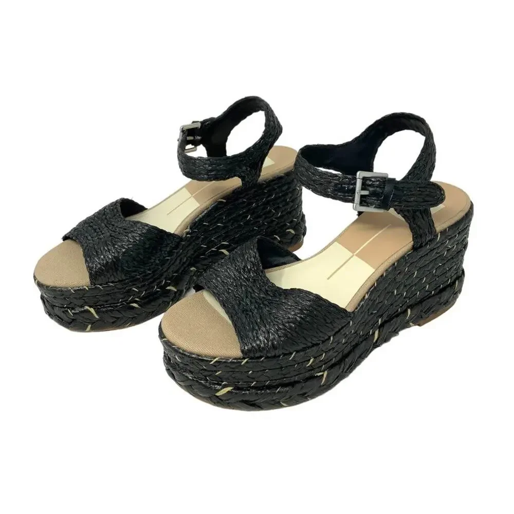 Dolce Vita Tiago Raffia Platform Sandal Size 7 NWT $130 MSRP